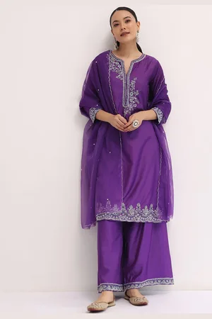 KALKI Fashion Ethnic Motifs Embroidered Beads & Stones Kurta with Palazzos & Dupatta