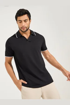 Styli Men Solid Polo Collar Pure Cotton T-Shirt