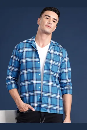 HANCOCK Men Checked Pure Cotton Oxford Relaxed Fit Casual Shirt