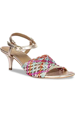 SAINT G. Women Leather Open Toes Slim Heels Sandals with Buckles