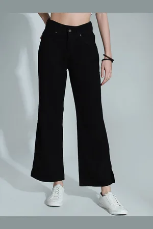 High Star Women Flared High-Rise Slitted Jeans