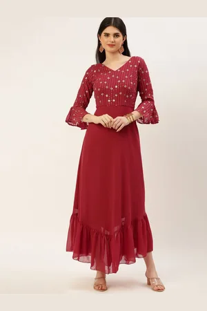 Ethnovog Embellished Bell Sleeve Maxi Dress