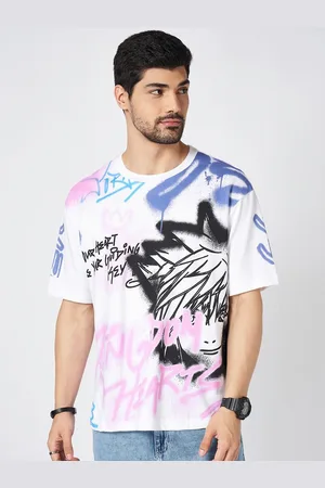 PEOPLE Men Graphic Printed Round Neck Cotton Boxy T-Shirt