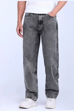 Flying Machine Men Straight Fit Low Distress Heavy Fade Stretchable Jeans