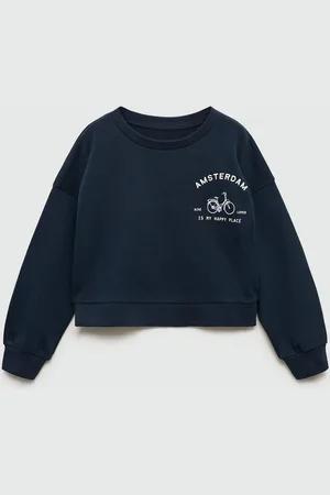MANGO Girls Cotton Round Neck Printed Back Sweatshirt