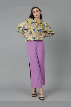 KOTTY Women Spread Collar Abstract Printed Cotton Oversized Casual Shirt
