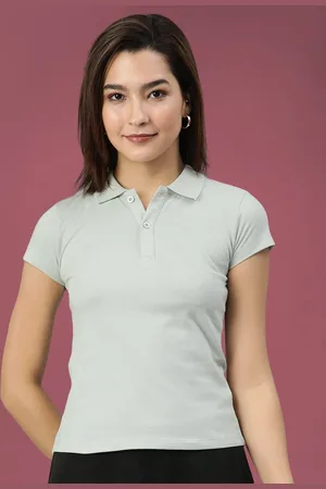 DressBerry Women Solid Polo Collar Slim Fit T-shirt