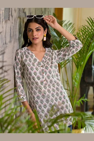Divena World Women Floral Printed V-Neck Cotton Top