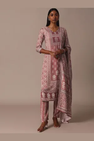 KALKI Fashion Ethnic Motifs Printed V-Neck Beads and Stones Kurta with Trousers & Dupatta