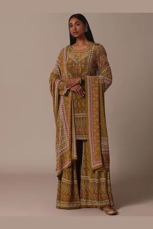 KALKI Fashion Ethnic Motifs Printed Regular Beads and Stones Kurta With Sharara & Dupatta