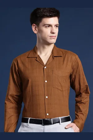 HANCOCK Men Self Design Pure Cotton Cuban Collar Casual Shirt