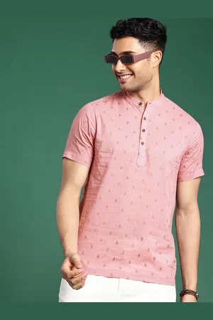 Sangria Men Mandarin Collar Pure Cotton Casual Shirt