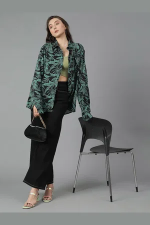 KOTTY Women Spread Collar Floral Printed Cotton Oversized Casual Shirt