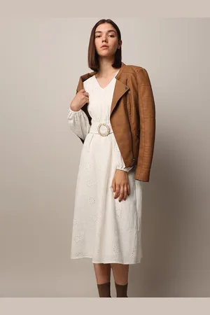 ONLY Cotton Schiffli Belted A-Line Midi Dress