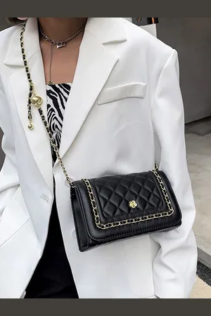 Styli Black Textured Structured Sling Bag