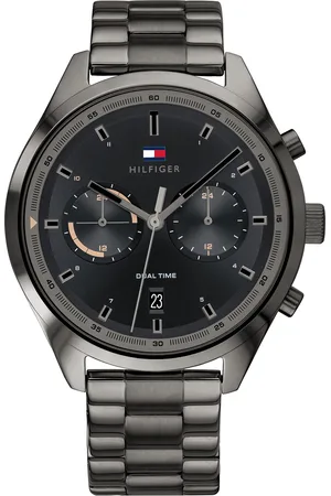 Tommy Hilfiger Men Black Dial & Grey Stainless Steel Straps Analogue Watch TH1791727