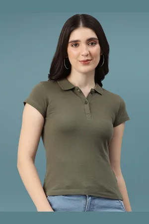 DressBerry Women Solid Polo Collar Slim Fit T-shirt