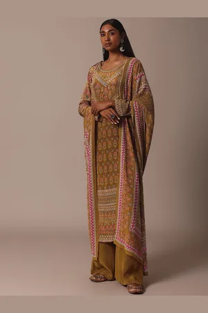 KALKI Fashion Floral Printed Straight Chiffon Kurta with Palazzos & Dupatta