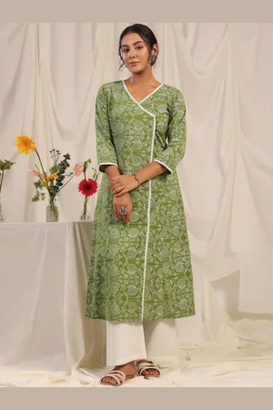 anayna Women Floral Embroidered Chikankari Anarkali Kurta