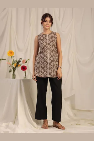 anayna Geometric Printed Pure Cotton Panelled Kurti