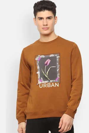 V Dot Men Khaki & Grey Floral Printed Sweatshirt