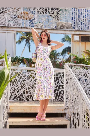 PURVAJA Women Floral Printed Bodycon Midi Dress