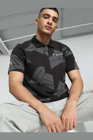 PUMA Men Striped Polo Collar Pockets T-shirt