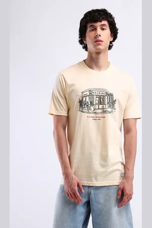 Flying Machine Men Typography Printed Applique T-shirt