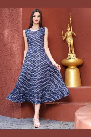 Sera Ethnic Motifs Printed A-Line Midi Dress