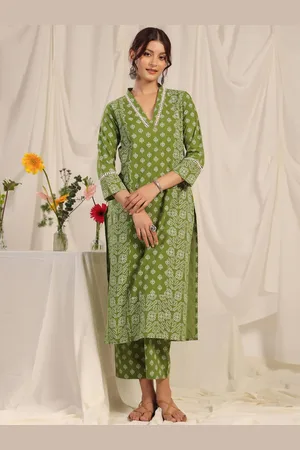 anayna Women Floral Printed Regular Pure Cotton Kurta with Trousers