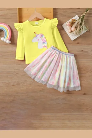 BAESD Girls Printed T-shirt with Skirt