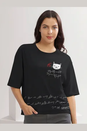 HELLCAT Women Graphic Printed Round Neck Cotton Oversized T-Shirt