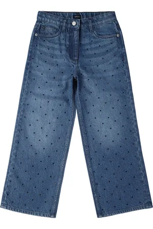 Allen Solly Girls Mid-Rise Clean Look Light Fade Embellished Cotton Jeans