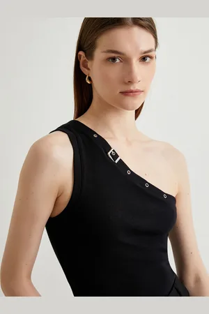 Koton Solid Knits One Shoulder Cotton Top