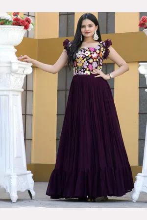 Kalini Floral Print Flutter Sleeve Georgette Fit & Flare Maxi Dress