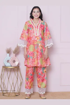 Bhama Couture Floral Printed Tunic With Trousers