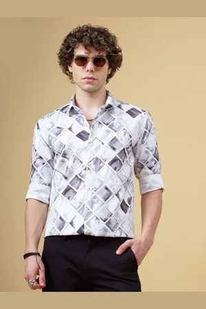 PAUL STREET Men Standard Spread Collar Abstract Printed Slim Fit Casual Shirt