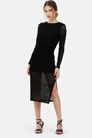 Kazo Self Designed Round Neck Sheath Midi Dress