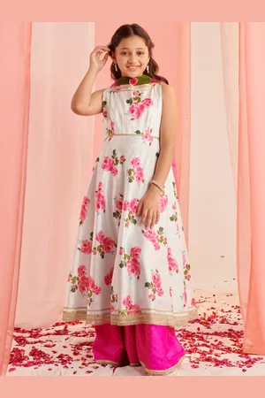 pspeaches Girls Floral Printed Regular Kurta with Palazzos & With Dupatta