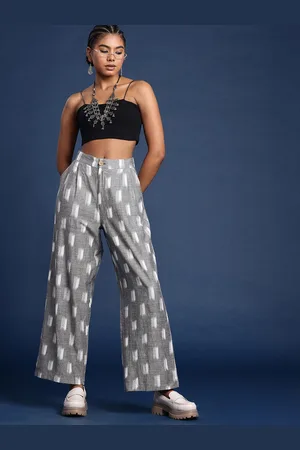 Taavi Women Printed Pleated Ikkat Trousers