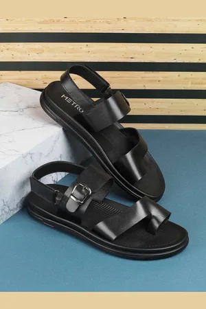 Metro Men Buckle Design Leather Comfort Sandals
