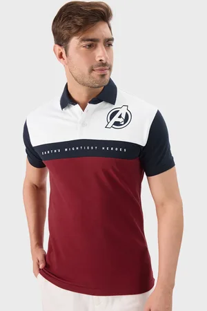 The Souled Store Men Avengers Colourblocked Polo Collar T-shirt