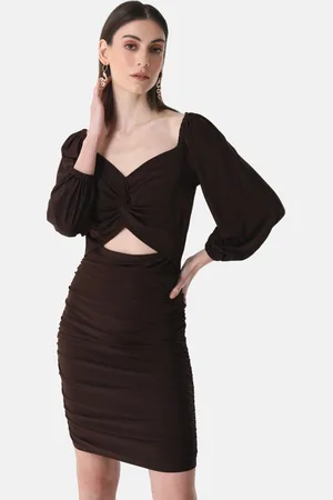 Kazo Sweetheart Neck Cut-Out Detail Ruched Bodycon Mini Dress