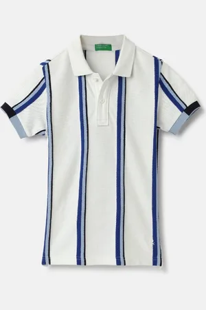 Benetton Boys Striped Polo Collar Pure Cotton T-Shirt