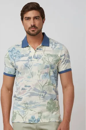 Mufti Men Floral Printed Polo Collar Cotton Slim Fit T-shirt