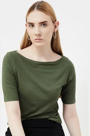 Lifestyle Women Solid Boat Neck Top