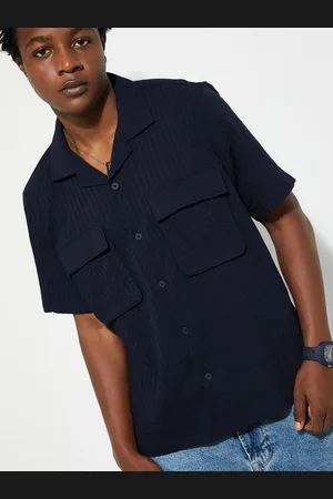 Max Collection URB_N Men Relaxed Fit Textured Flap Pocket Shirt