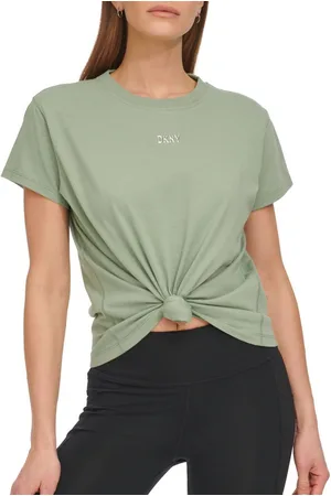 DKNY Women Solid Round Neck Cotton T-Shirt