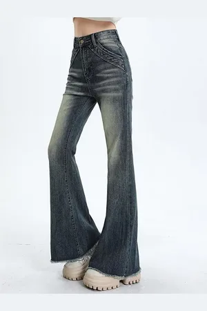 LULU & SKY Women Flared High-Rise Clean Look Cotton Heavy Fade Jeans