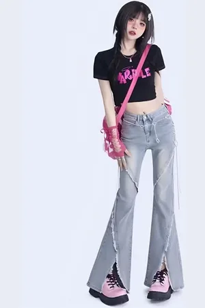 LULU & SKY Women Flared Heavy Fade Jeans